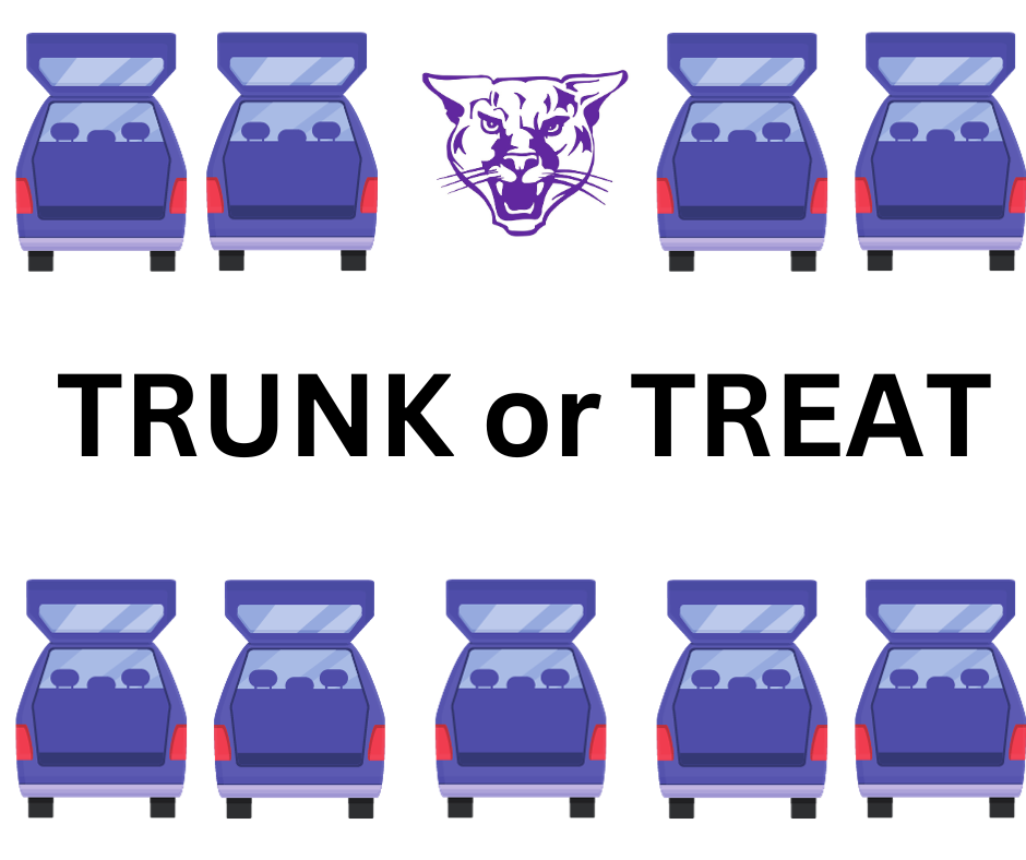  Trunk or Treat graphic with purple cars 